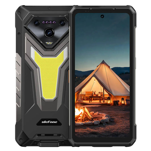 Ulefone Armor 34 Plus 5G Rugged Phone with 1100LM Camping Light, 25500mAh Battery 66W Fast Charge, 6.95" FHD+ IP68 Waterproof, 16GB+512GB Android 15, 50MP Camera, NFC