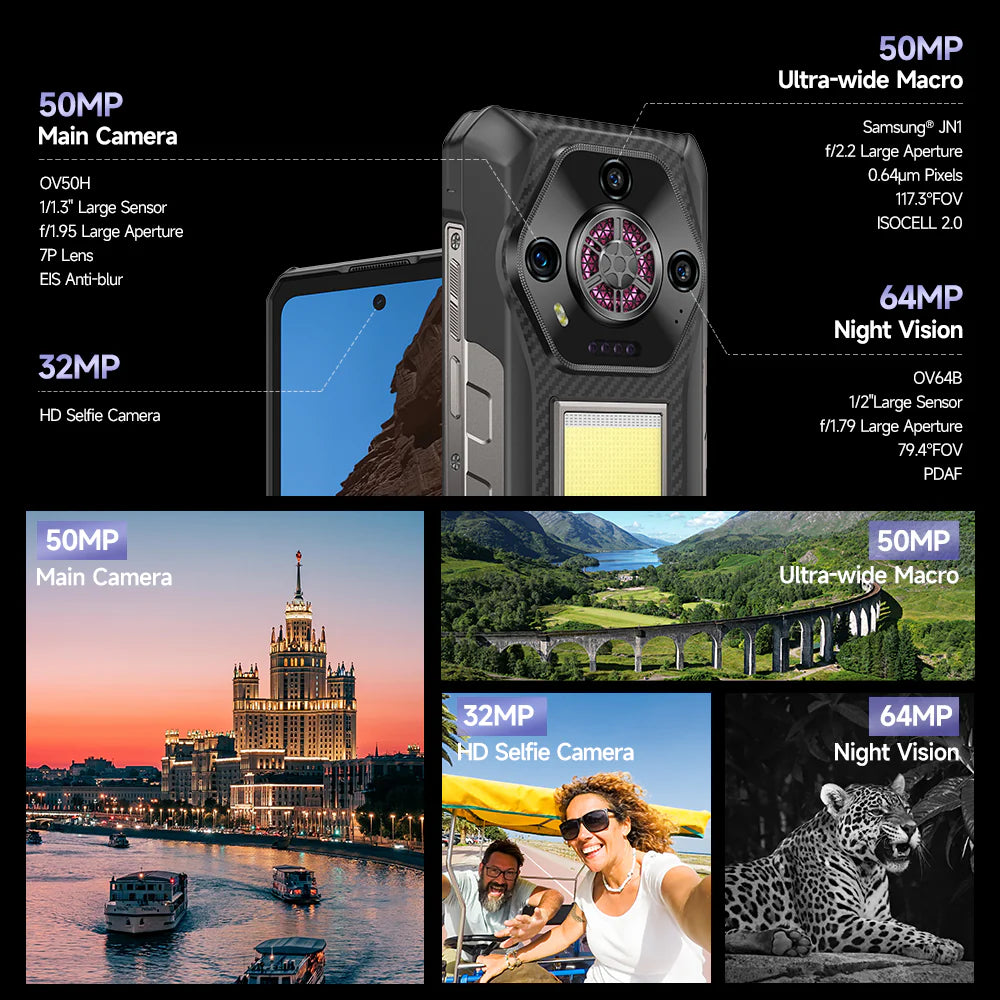 Ulefone Armor 30 4G Rugged Phone with Infinite Halo, 12800mAh Battery 66W Fast Charge, 6.95" FHD+ IP68 Waterproof, 12GB+512GB Android 15, 64MP Camera, NFC