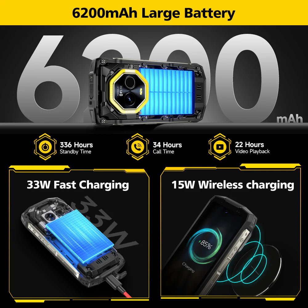 Ulefone Armor Mini 20T PRO 5G Rugged Phone with Thermal Camera, 6200mAh Battery 33W Fast Charge, 4.7" 90Hz IP68 Waterproof, 16GB+256GB Android 14, 50MP Camera, NFC
