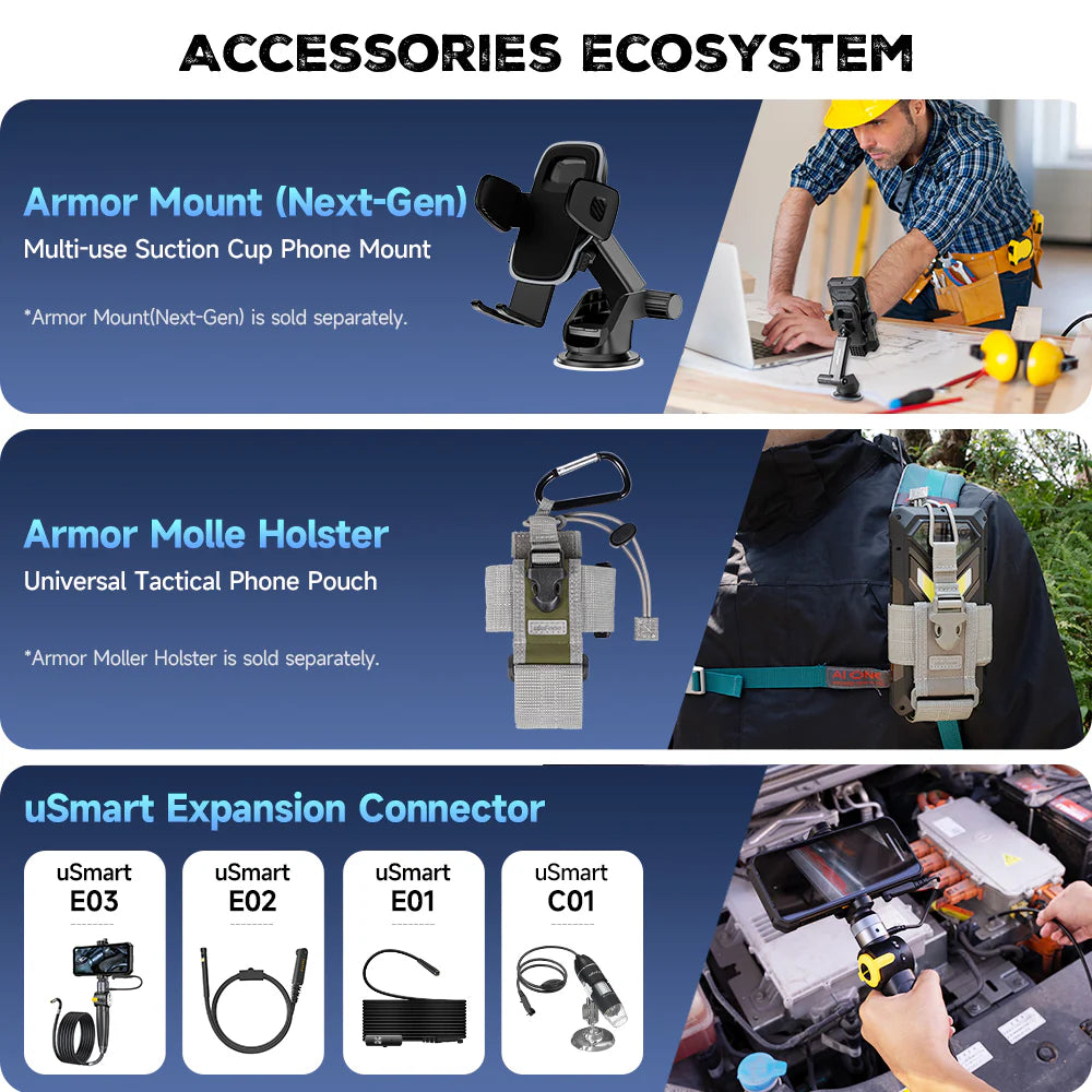 Ulefone Armor 34 Plus 5G Rugged Phone with 1100LM Camping Light, 25500mAh Battery 66W Fast Charge, 6.95" FHD+ IP68 Waterproof, 16GB+512GB Android 15, 50MP Camera, NFC