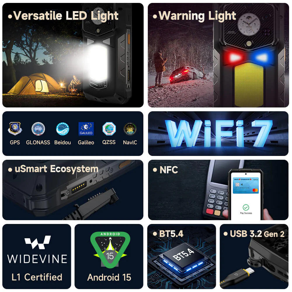 Ulefone Armor 29 Ultra 5G Rugged Phone with 1000LM Flashlight, 21200mAh Battery 120W Fast Charge, 6.67" AMOLED IP68 Waterproof, 32GB+1TB Android 15, 64MP Camera, NFC
