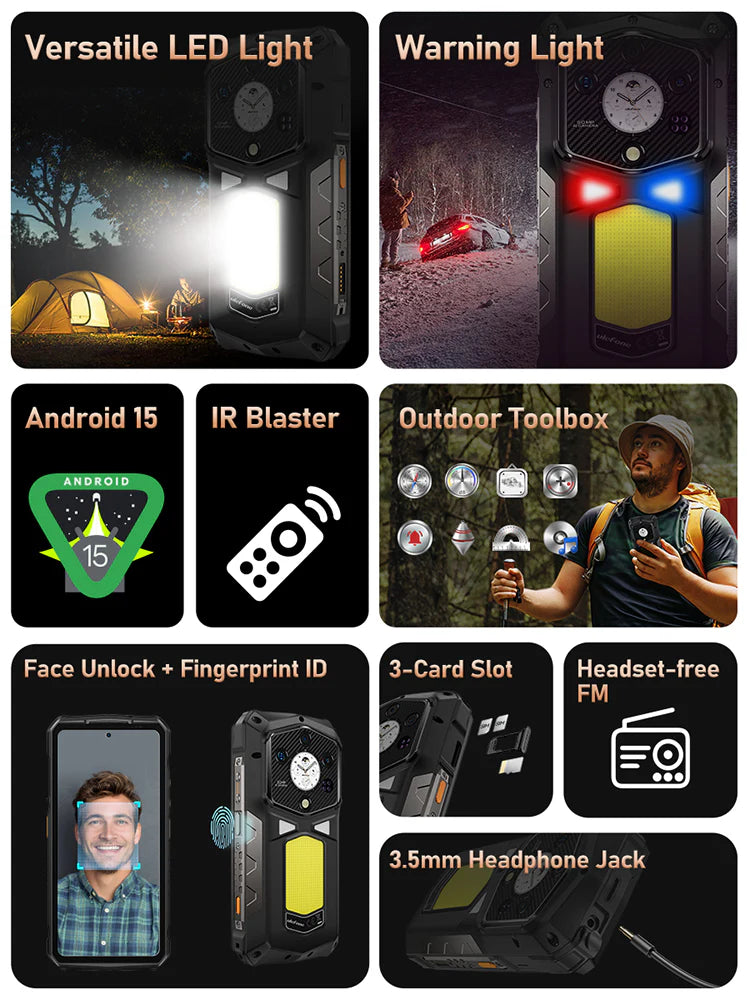 Ulefone Armor 29 PRO 5G Rugged Phone with Dual Display, 21200mAh Battery 120W Fast Charge, 6.67" FHD+ AMOLED IP68 Waterproof, 32GB+512GB Android 15, 64MP Night Vision Camera, NFC