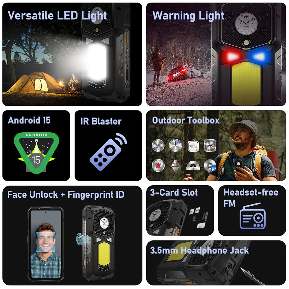 Ulefone Armor 29 PRO Thermal 5G Rugged Phone with Thermal Camera, 21200mAh Battery 120W Fast Charge, 6.67" AMOLED IP68 Waterproof, 16GB+512GB Android 15, 50MP Camera, NFC